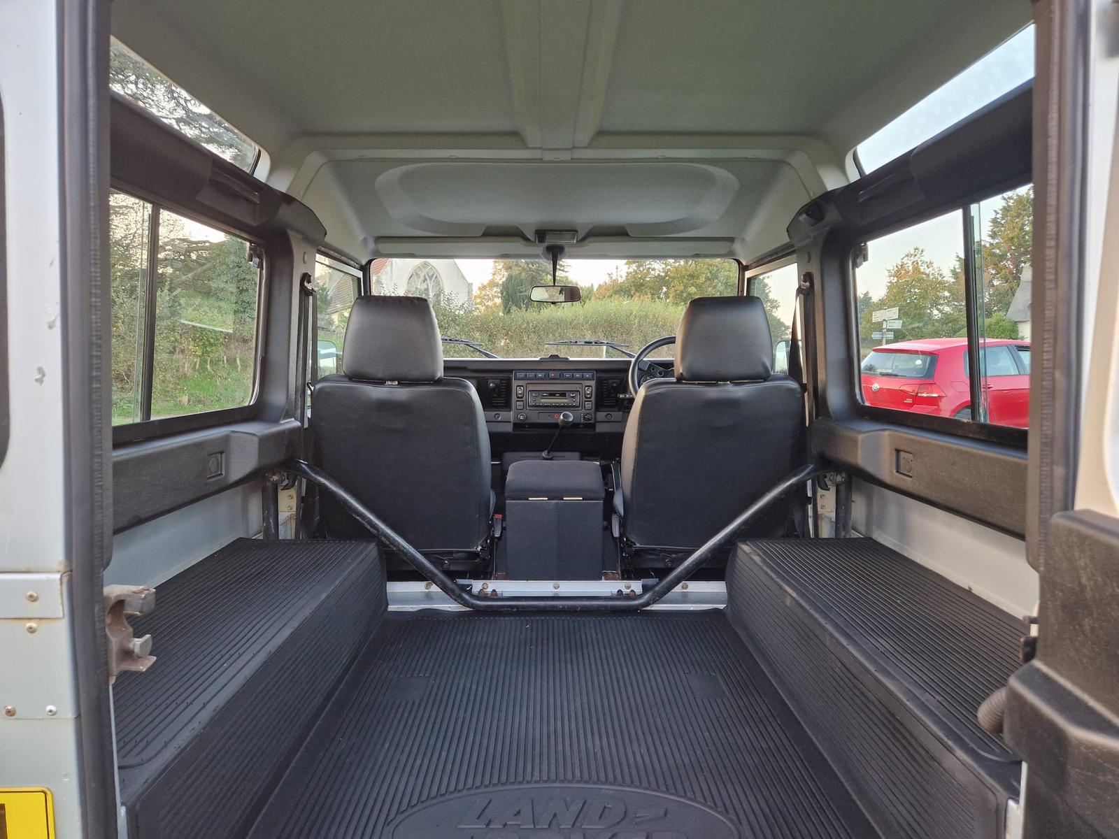 Interior view from the back of a land rover defender